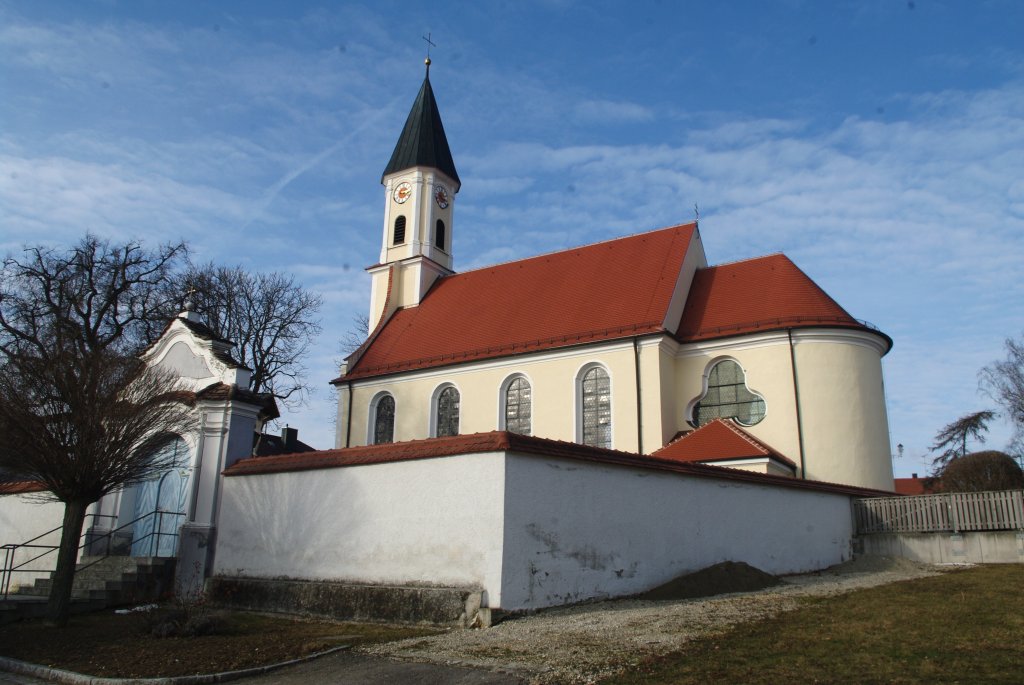 Mdingen, Kath. St. Otmar Kirche, erbaut von 1760 bis 1762 von Johann Christoph 
Singer, Kreis Dillingen (21.02.2012)