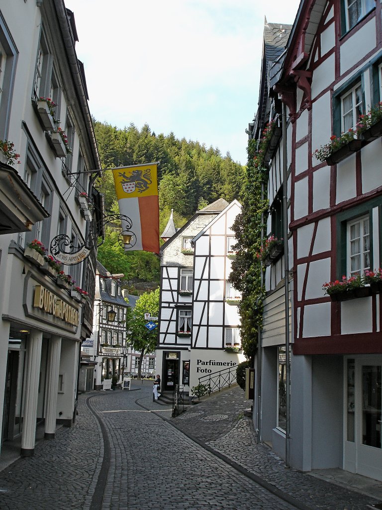 Monschau, schnes Stdtchen mit 13000 Einwohnern im Tal der Rur, seit 1996 Luftkurort, Mai 2005