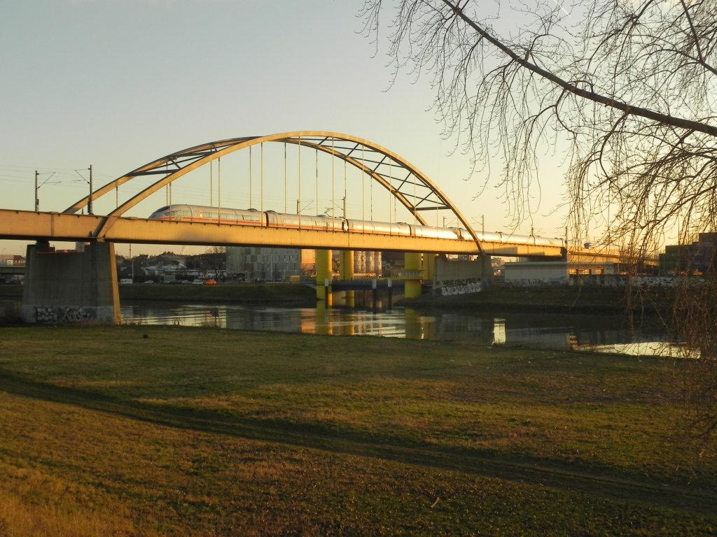 Neckarbrcke der westlichen Riedbahn in Mannheim, 15.01.2012. 