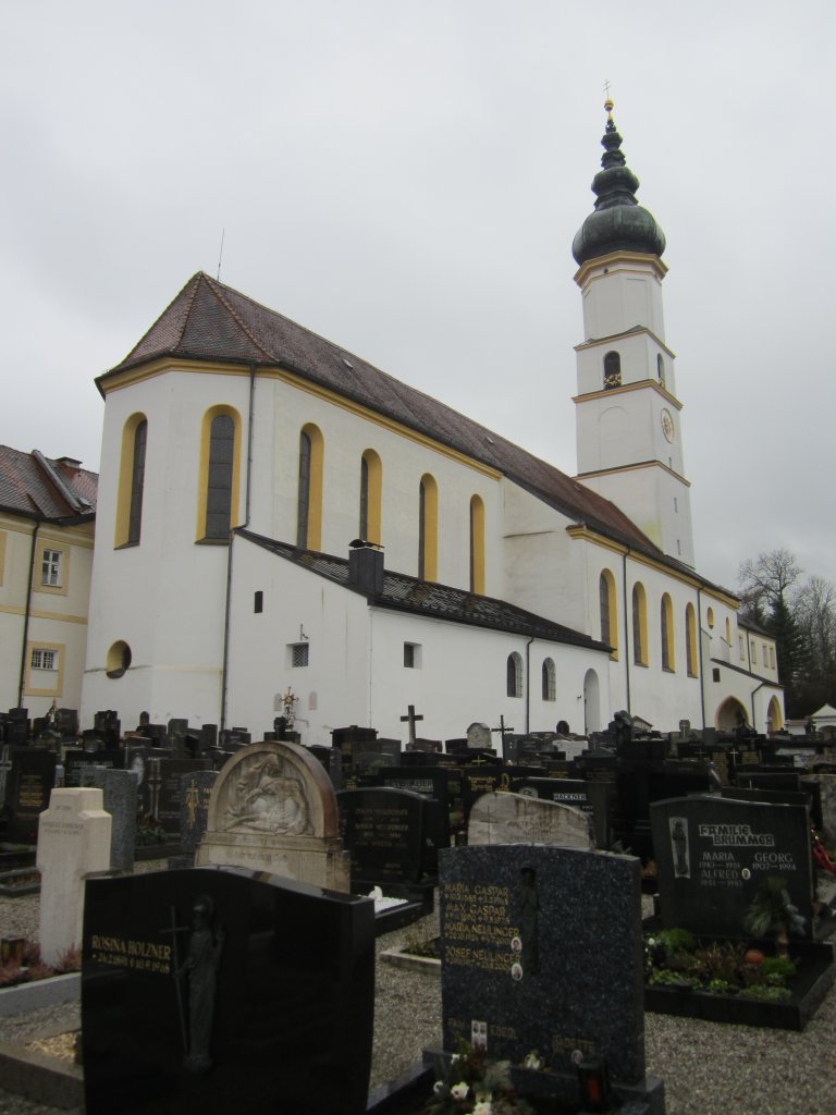 Neumarkt-St. Veit, Klosterkirche St. Veit, ehem. Benediktinerklosterkirche, sptgotisch, erbaut im 15. Jahrhundert (02.02.2013)