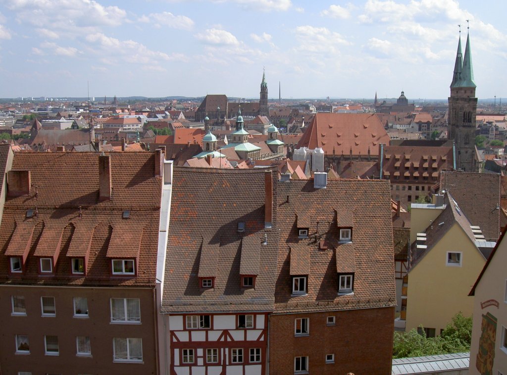 Nrnberg, Ausblick von der Kaiserburg auf die Altstadt (25.06.2005)