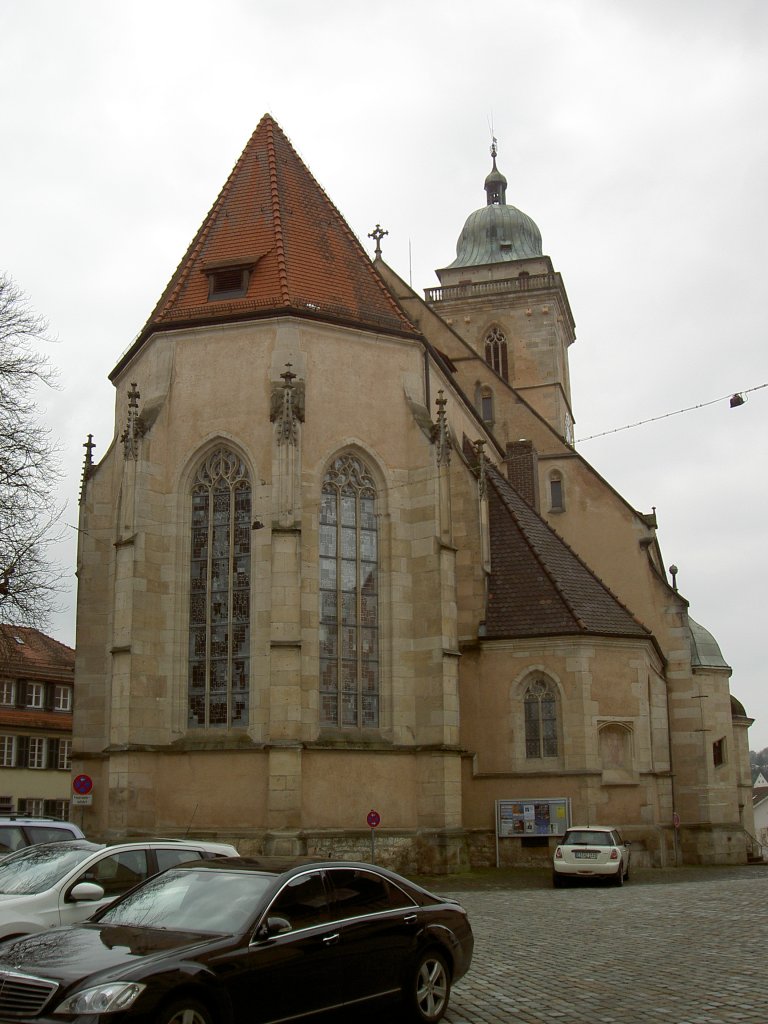Nrtingen, Ev. Stadtkirche St. Laurentius, sptgotische dreischiffige Hallenkirche 
(17.02.2013)
