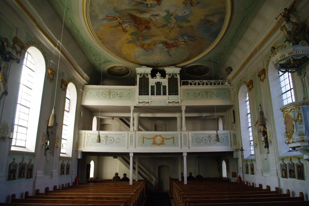 Obenhausen, St. Martin Kirche, Deckengemlde von Konrad Huber, 
Landkreis Neu-Ulm (02.03.2011)