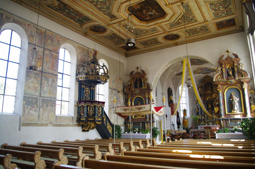 Oberkammlach, Altre und Kanzel der Maria Himmelfahrt Kirche, Kreis 
Unterallgu (14.08.2011)