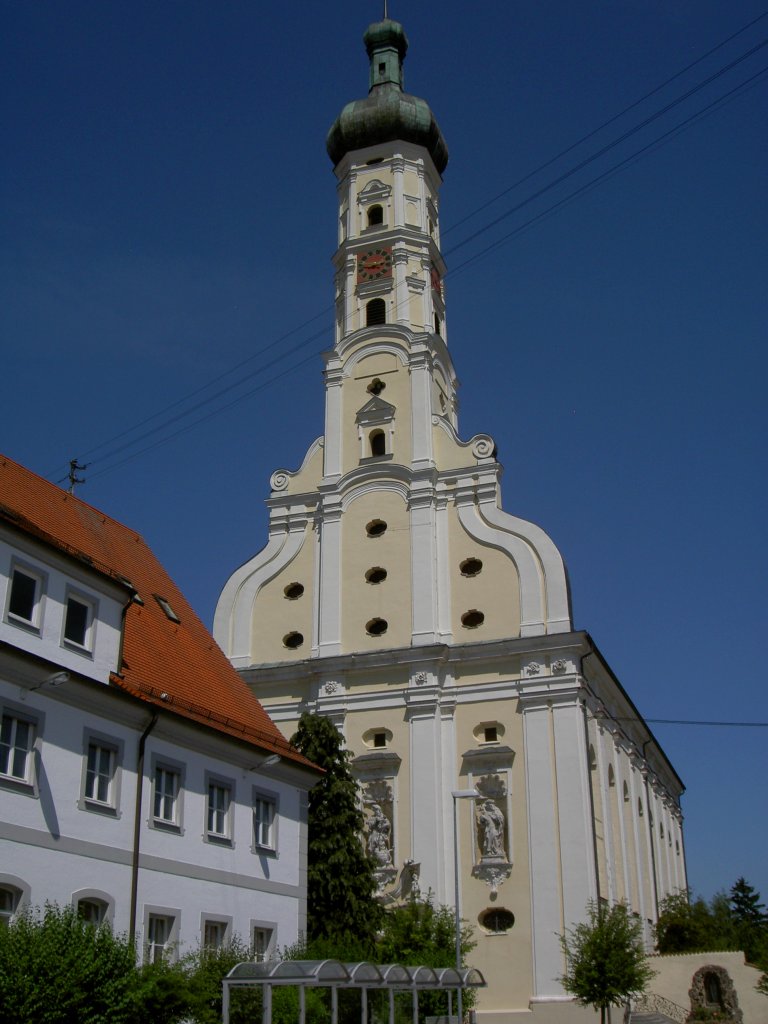 Obermedlingen, Stiftskirche Mari Himmelfahrt, erbaut von 1700 bis 1721 
von Valerian Brenner, Landkreis Dillingen (28.06.2011)