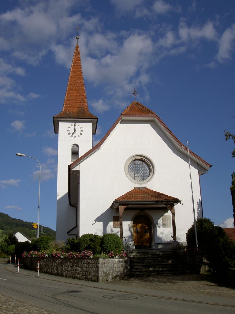 Oeschgen, Kath. St. Kosmas und Damian Kirche, erbaut 1911, Bezirk Laufenburg (21.07.2012)