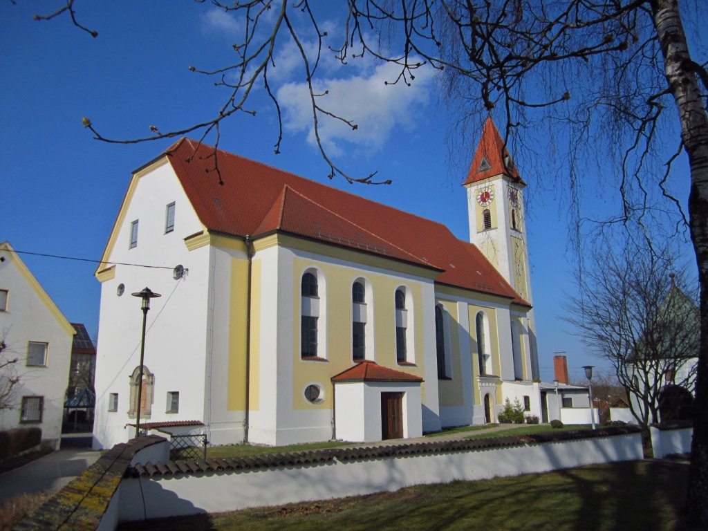 Offingen, St. Georg Kirche, erbaut von 1615 bis 1618 von Hans Christoph von 
Schellenberg, Kreis Gnzburg (26.03.2012)