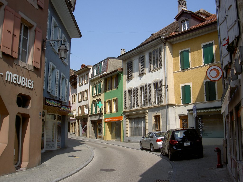 Orbe, Rue Central in der oberen Altstadt (09.09.2012)