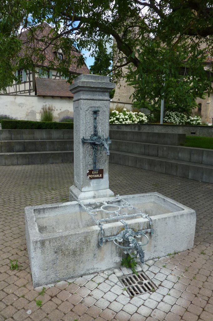 Ottmarsheim, Brunnen am Kirchplatz, Juni 2012