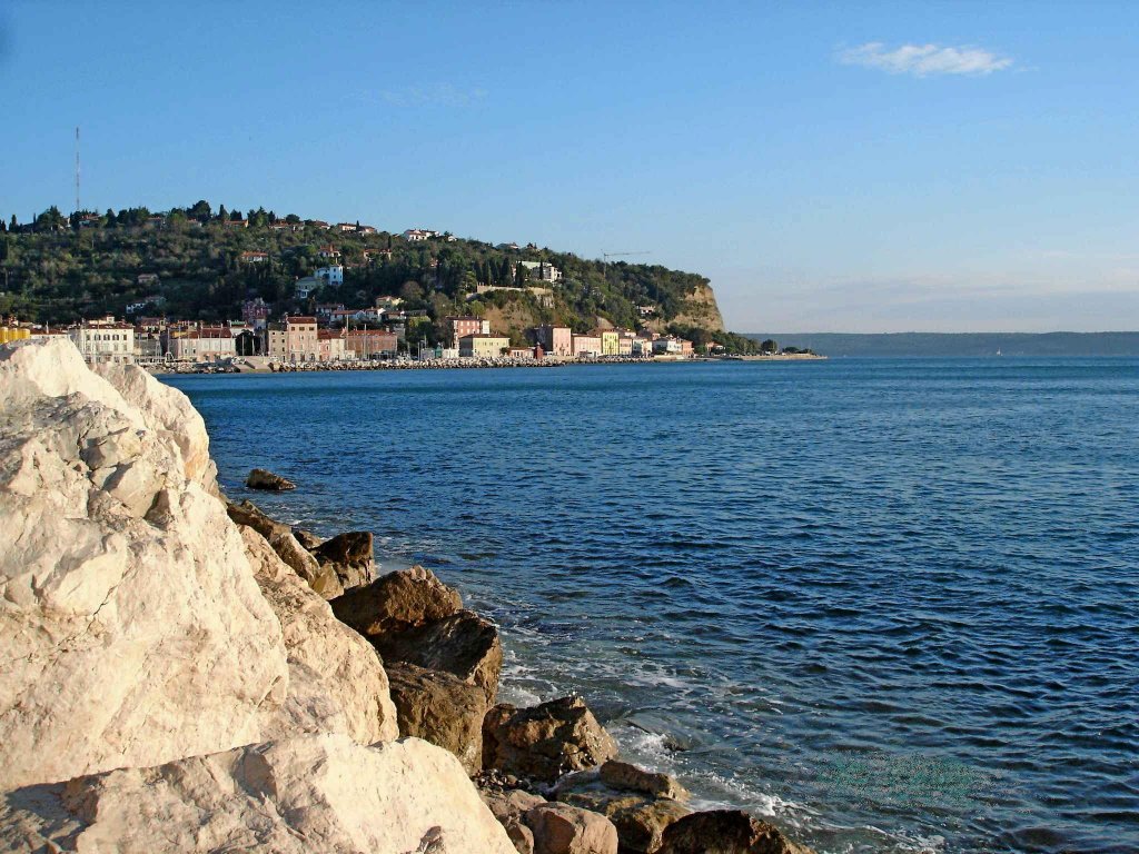 Piran, Blick von der Uferpromenade, Okt.2004 