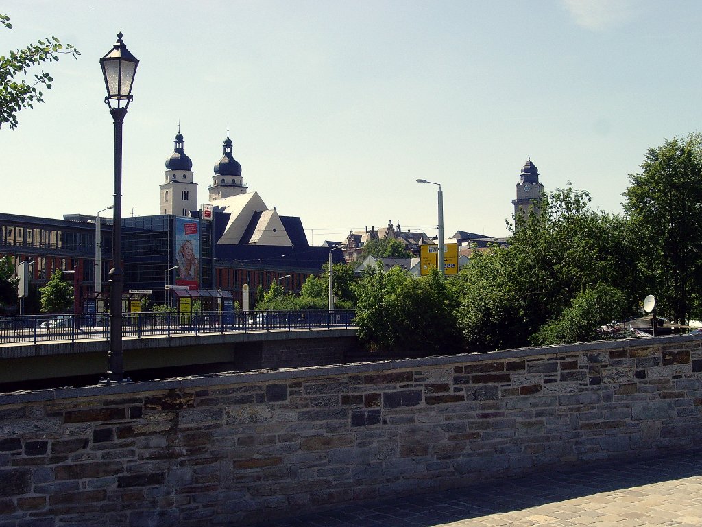 Plauen/Vogtland: Blick von der alten Elsterbrcke zur Stadt