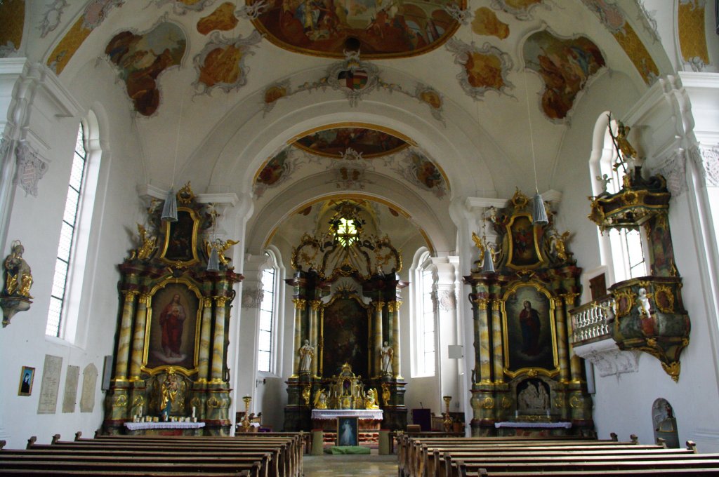 Ple, Pfarrkirche St. Gordion und Epimach, Chor und Altre, Landkreis 
Unterallgu (16.04.2011)