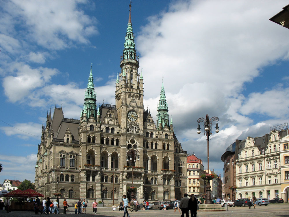 Rathaus in Liberec (Reichenberg) am Markt, 1888-1893 im Stil der Neo-Renaissance errrichtet; 07.07.2007