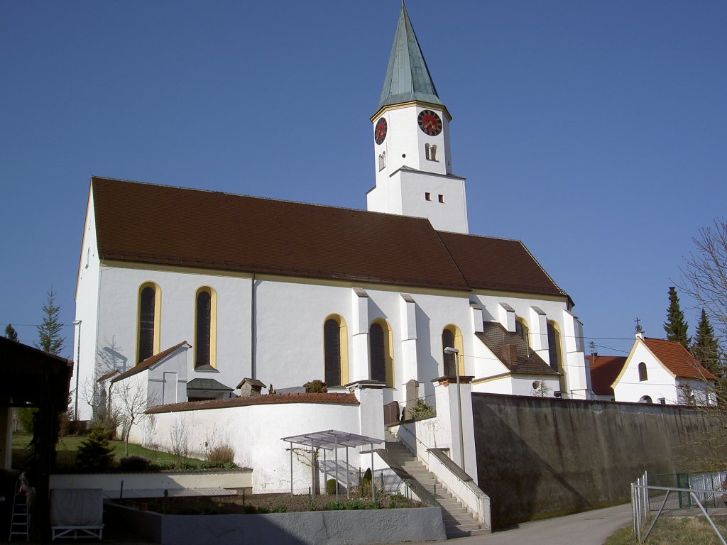 Rettenbach, St. Ulrich Kirche, erbaut Ende des 14. Jahrhunderts, Kreis Gnzburg 
(26.03.2012)