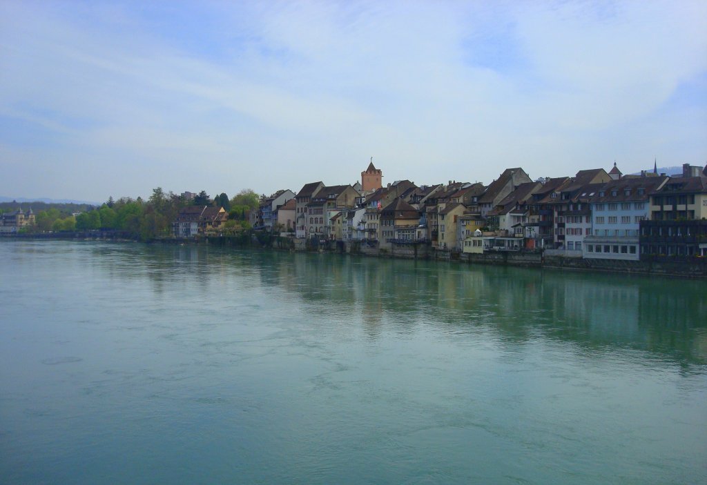 Rheinfelden, Blick von der Rheinbrücke auf den Stadtteil in der Schweiz, April 2010