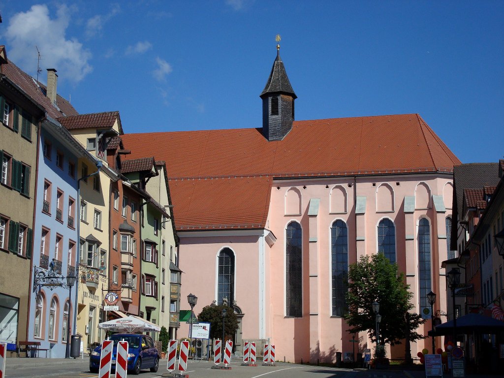 Rottweil, die Predigerkirche von 1268 war bis 1803 die Klosterkirche der Dominikaner, seit 1806 evangelische Stadtkirche, Aug.2010
