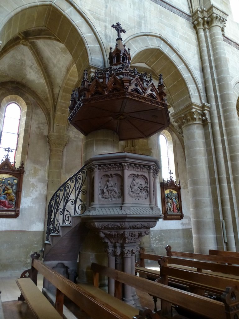 Rufach (Rouffach), die neugotische Kanzel in der Maria-Himmelfahrt-Kirche, Juni 2013