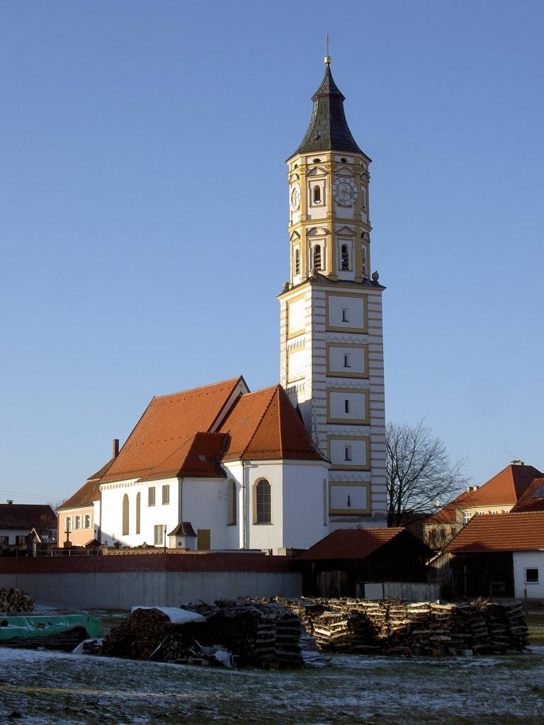 Schlingen, Pfarrkirche St. Martin, erbaut ab 1690, Kreis Unterallgu (15.01.2012)