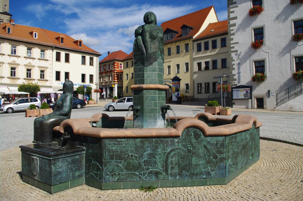 Schmlln, Rathausbrunnen am Markt (18.07.2011)