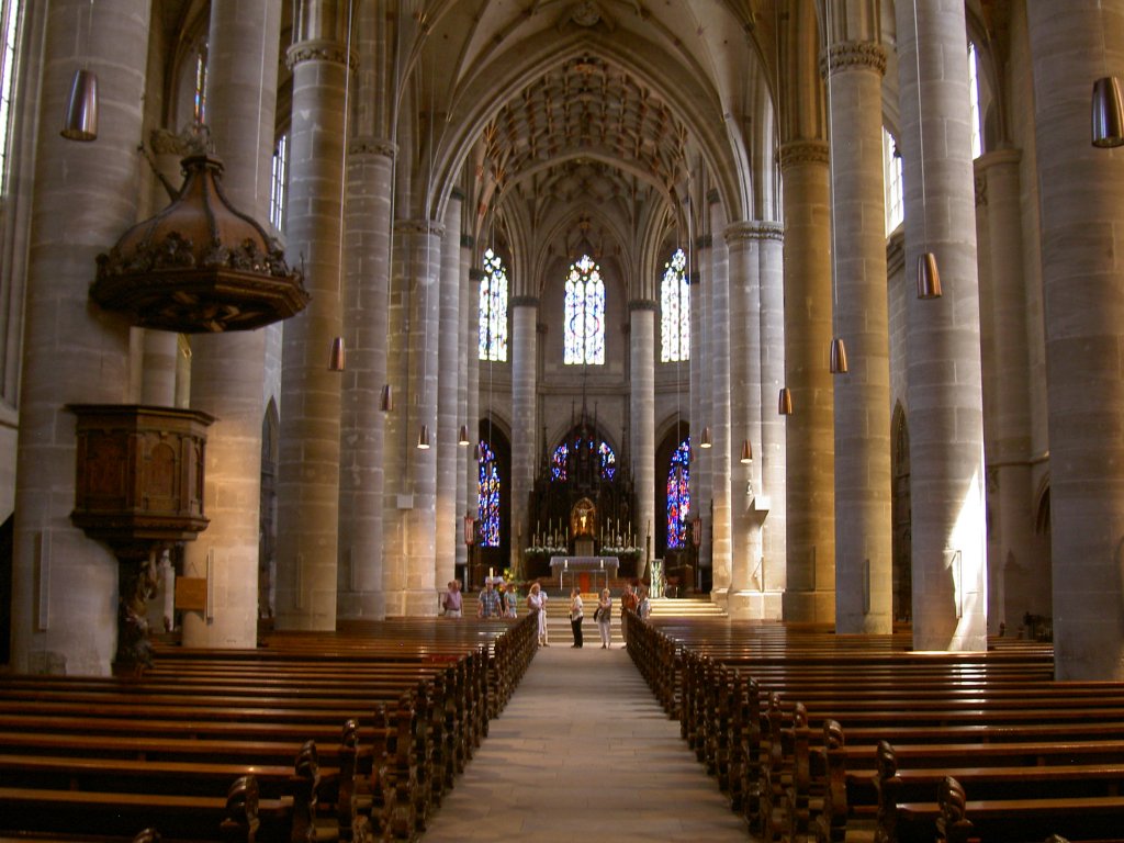 Schwbisch Gmnd, Hl. Kreuz Mnster, Langhaus von 1341 und Chor von 1381, Ostalbkreis (01.06.2008)