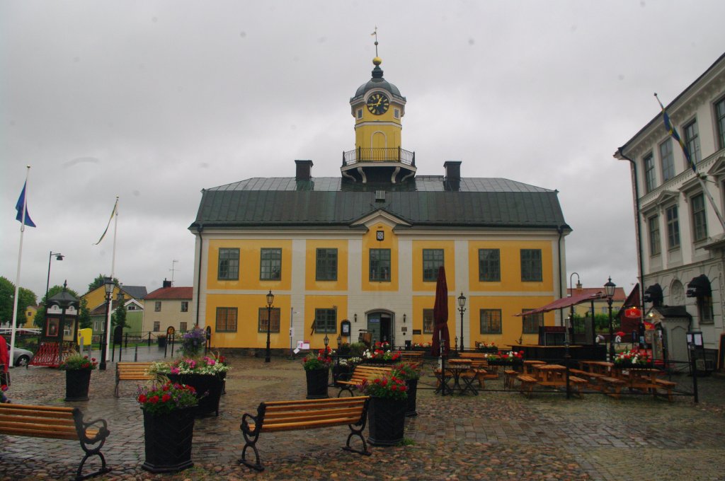 Sderkping, Rathaus am Radhustorget Platz, erbaut von 1773 bis 1777 mit groem 
Ratssaal (10.07.2013)
