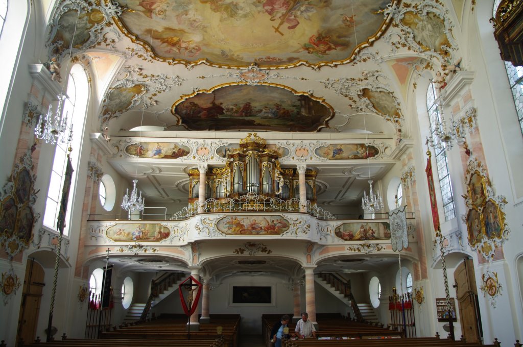 Seeg im Allgu, Orgelempore der St. Ulrich Kirche, Fresken von Balthasar Riepp und 
Johann Baptist Enderle (04.10.2011)