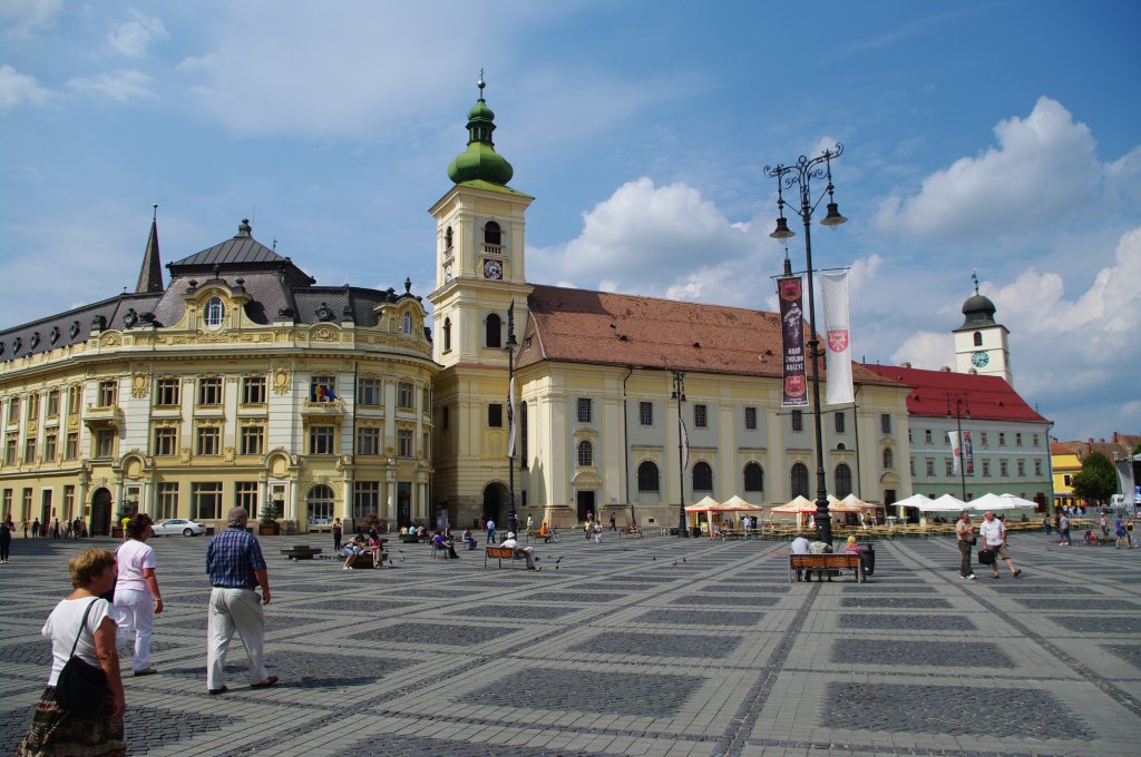 Sibiu (Hermannstadt), Jesuitenkirche und Marktplatz (10.08.2009)