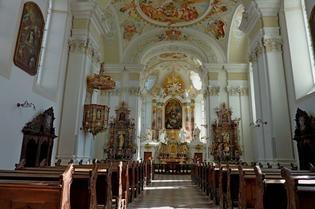 Siessen, Blick in die barocke Klosterkirche, Aug.2012