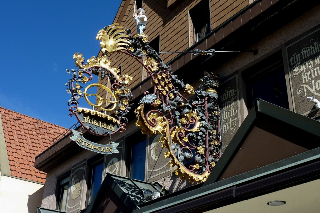 Spaichingen am Albtrauf, schnes Schild an einer Bckerei mit Cafe, Sept.2011