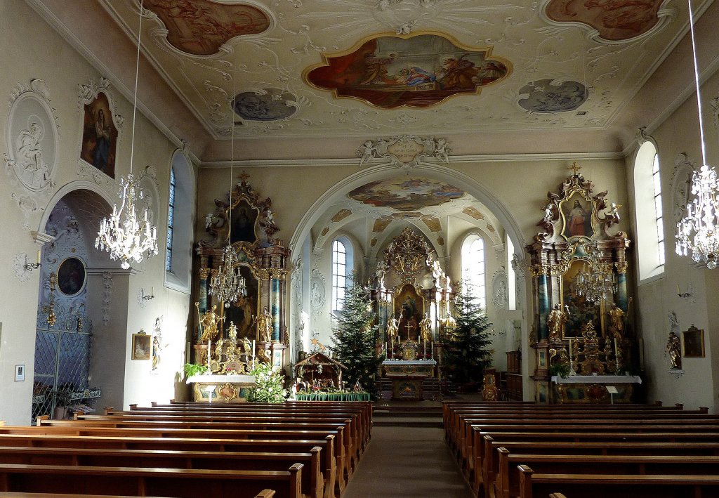 St.Märgen, die barocke Klosterkirche, erbaut 1716-25, die Innenausstattung stammt größtenteils vom berühmten Schwarzwaldschitzer und Bildhauer Matthias Faller(1707-91), Jan.2012 