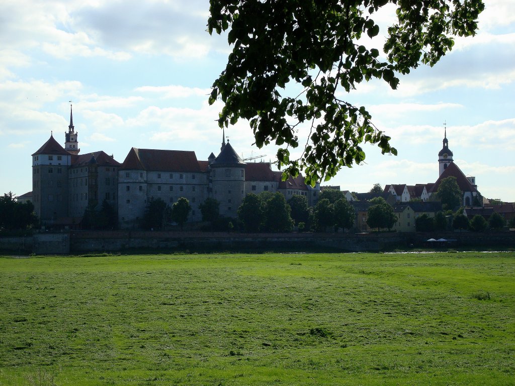 Torgau an der Elbe, 
Blick auf das Renaissanceschlo Hartenfels aus dem 15.+16.Jahrhundert und die Stadtkirche St.Marien,
Juni 2010