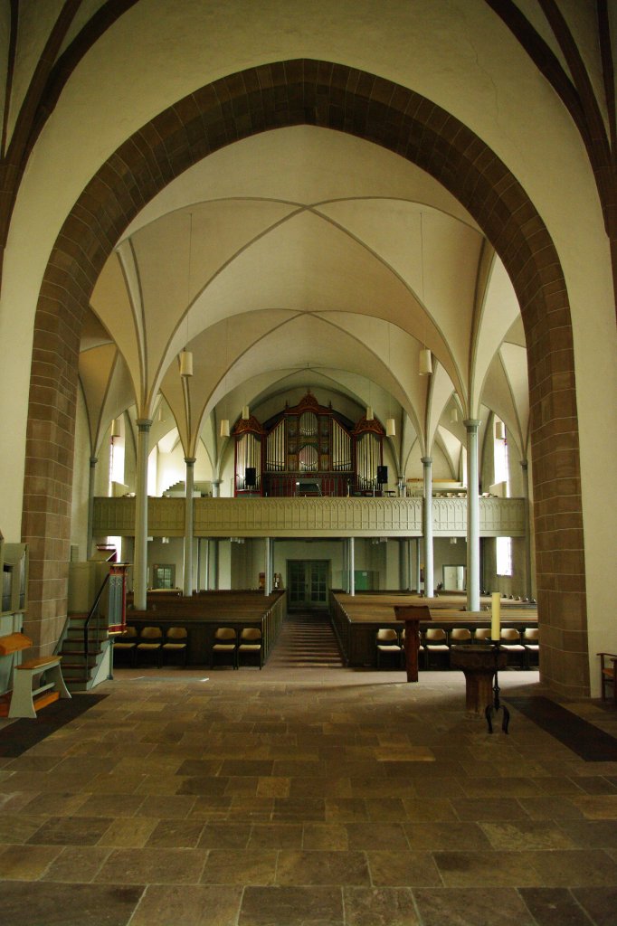 Uslar, St. Johannis Kirche, erbaut ab 1428 durch Welfenherzog Otto der Einugige, 
Westempore mit Euler Orgel von 1845, Kreis Northeim (11.05.2010)
