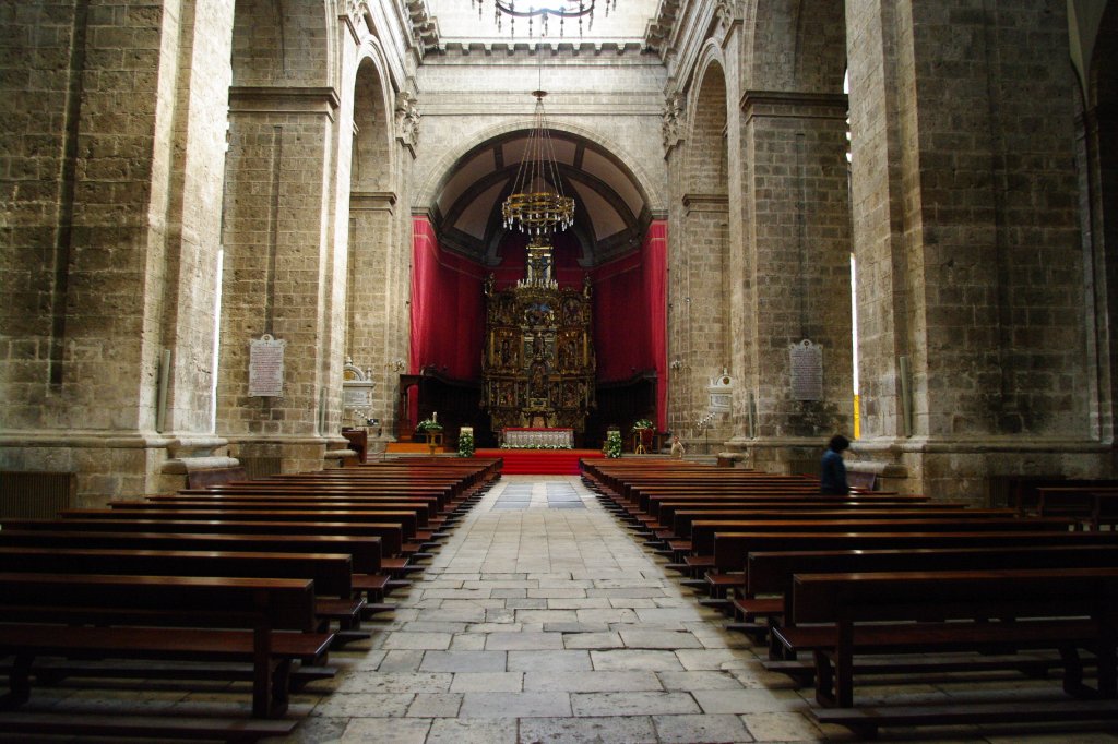 Valladolid, Kathedrale, Langschiff mit dorischen Sulen und Hauptaltar 
(19.05.2010)