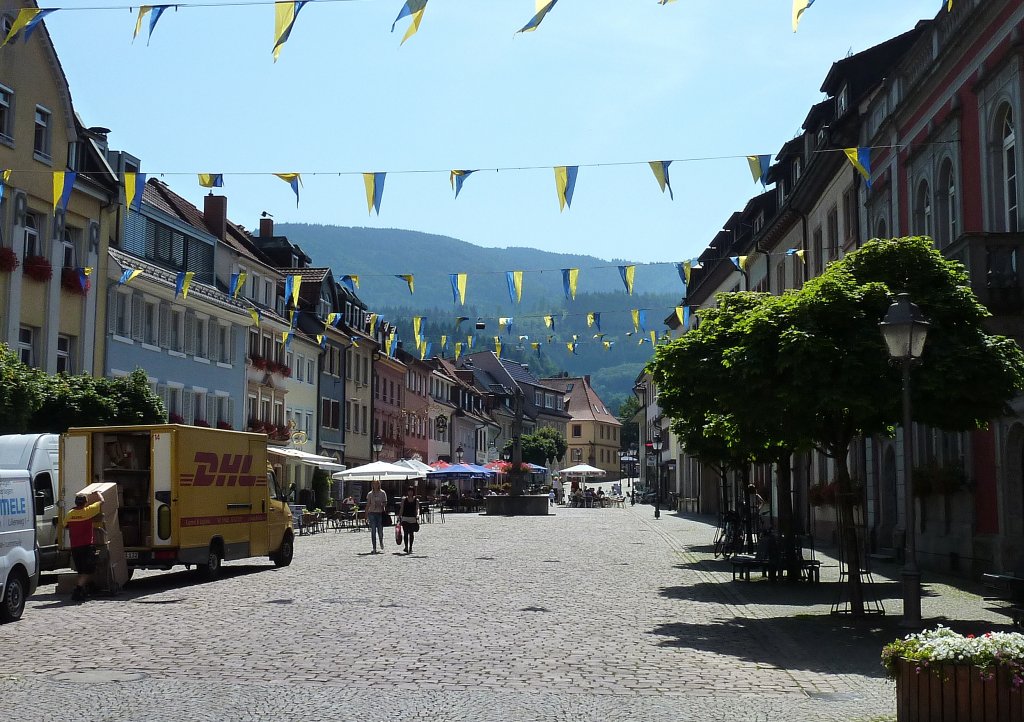 Waldkirch, Blick ber den Marktplatz, Juli 2012