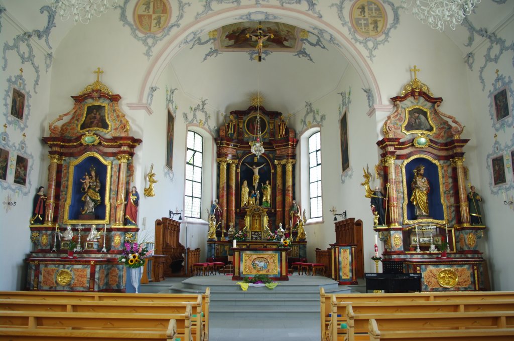Waldkirch, St. Blasius Kirche, Innenraum 1783 gestaltet von Joh. Ferdinand Beer, 
Kanton St. Gallen (21.08.2011)