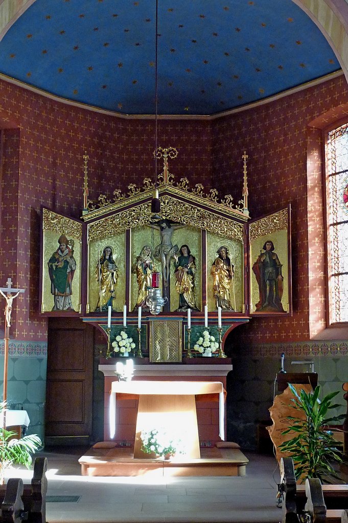 Wallburg, der Altar in der Kirche St.Arbogast, Okt.2012