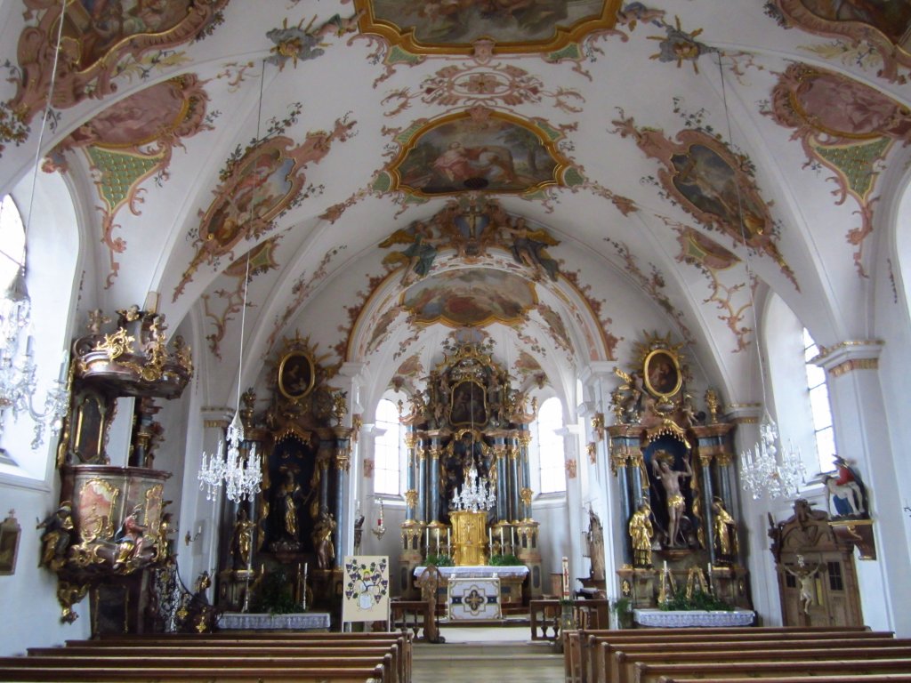 Wallenhausen, Altre und Kanzel der Maria Himmelfahrt Kirche, Kreis Landsberg (04.03.2012)