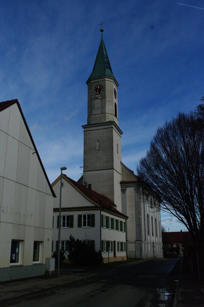 Wallfahrtskirche Mari Geburt Witzighausen, erbaut von 1738 bis 1740, Stuck von Gottlieb Finsterwalder, Altre von Franz J. Bergmller, Landkreis Neu-Ulm (15.01.2011)
