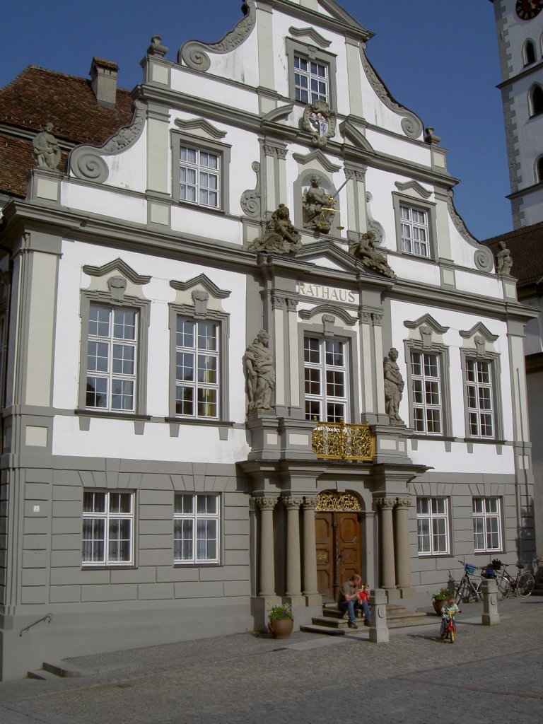 Wangen im Allgu, Rathaus barock umgebaut von 1719 bis 1721, Kreis Ravensburg 
(04.05.2008)