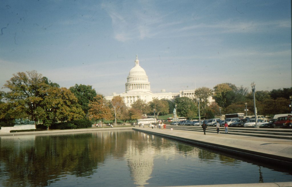 Washington D.C., Capitol, Westseite, vom Capitol Reflecting Pool aus (3.11.1990)