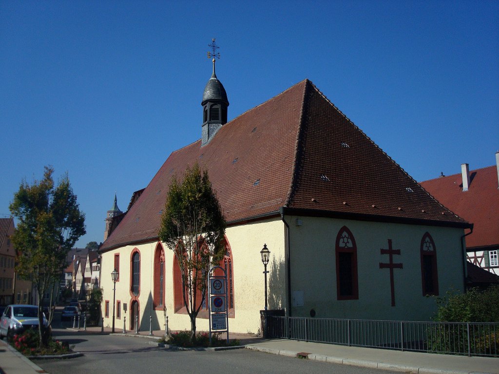 Weil der Stadt, die Spitalkapelle  Zu Unserer Lieben Frau  von 1364 mit sehenswerten Kunstschtzen, Okt.2010