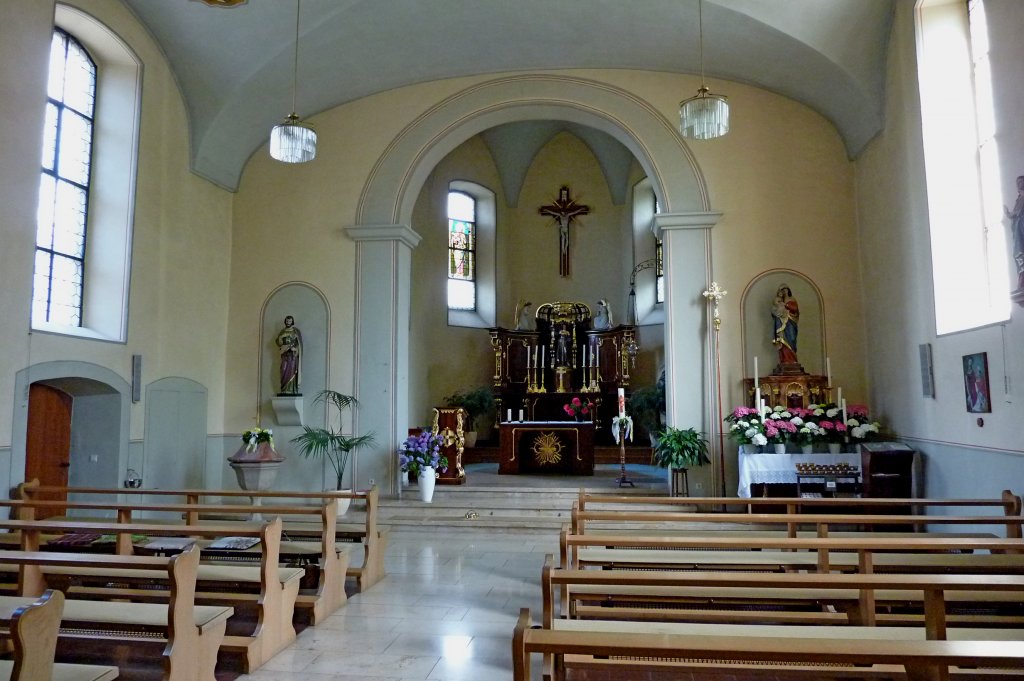 Wettelbrunn im Markgrflerland, der Innenraum der St.Vitus-Kirche, Mai 2012