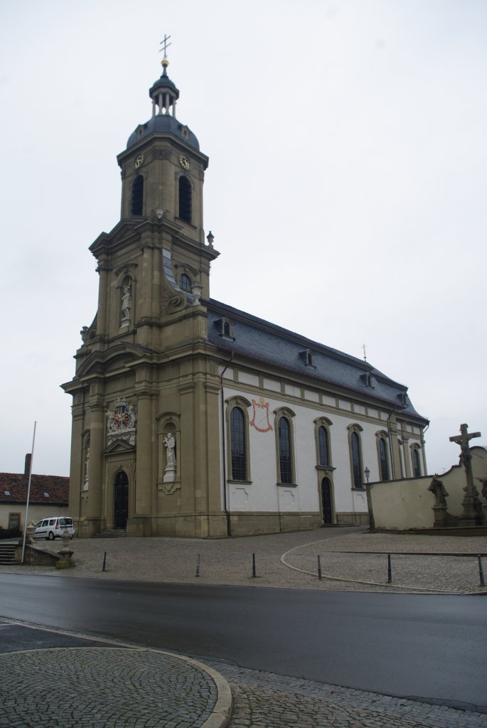 Wiesentheid, Pfarrkirche St. Mauritius, erbaut von 1727 bis 1732 von Balthasar Neumann (18.02.2012)