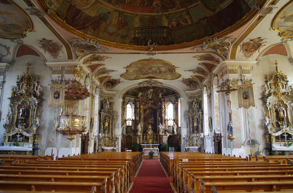 Wiggensbach, St. Pankratius Kirche, Altre von Stukkator Wirth aus Kempten, 
Altarbilder von F. J. Hermann, Kreis Oberallgu (01.11.2011)
