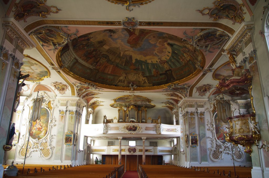 Wiggensbach, St. Pankratius Kirche, Orgel von Johannes Holzhey aus Ottobeuren, 
Fresken von Franz Josef Hermann, Kreis Oberallgu (01.11.2011)