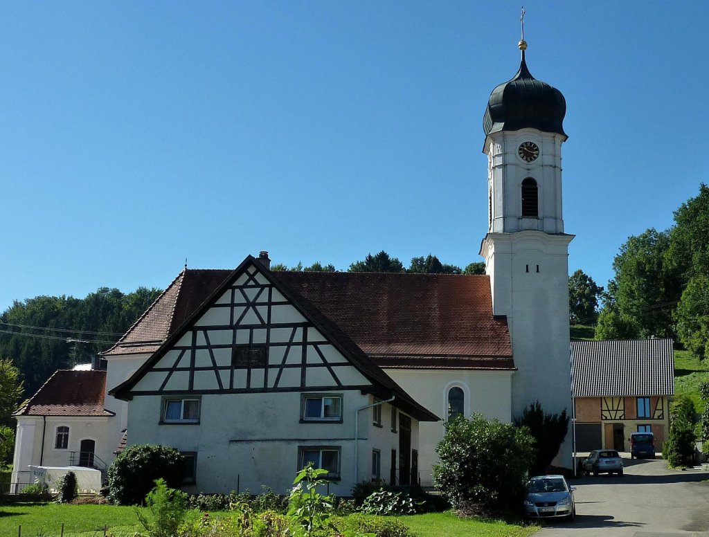 Winterstettenstadt in Oberschwaben, die Pfarrkirche St.Georg, 1720-25 erbaut, Aug.2012