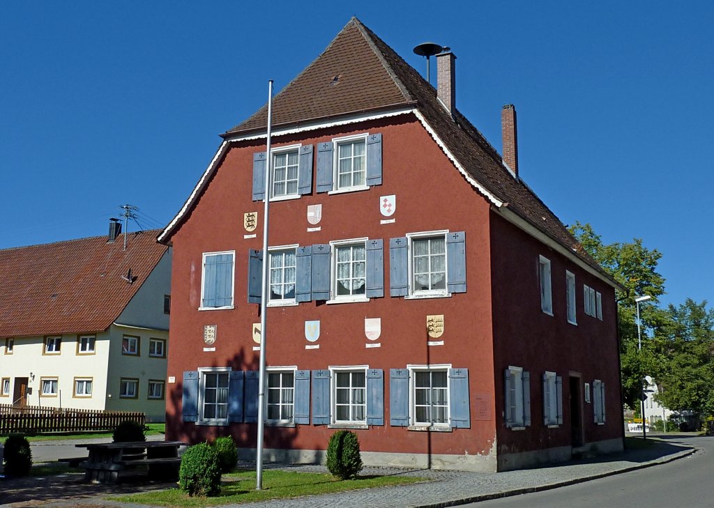 Winterstettenstadt in Oberschwaben, das Rathaus von 1589, der 600 Einwohner zählende Ort besaß von 1243-1258 das Stadtrecht, Aug.2012