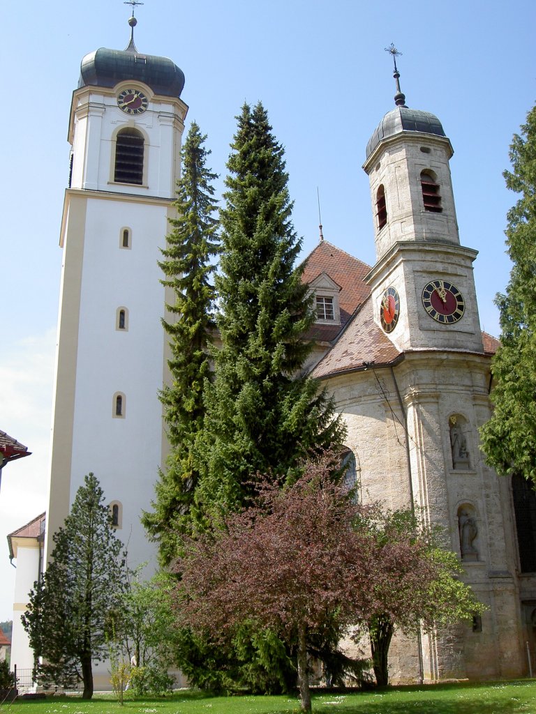 Wolfegg, Barocke St. Katharina Kirche, erbaut von 1733 bis 1736 durch Johann 
Georg Fischer, Kreis Ravensburg (04.05.2008)