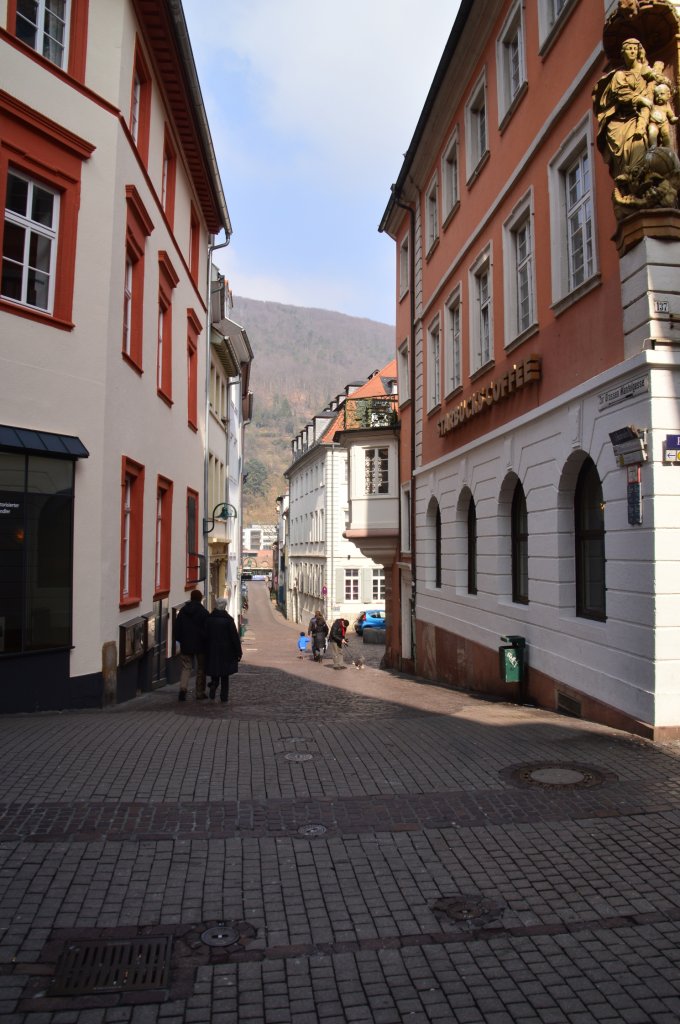 Zur groen Mantelgasse in Heidelberg Blickrichtung Neckar. 3.3.2013