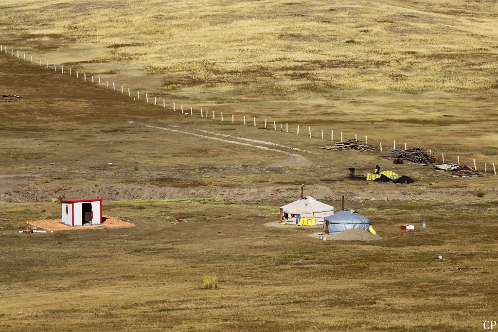 Zwei Jurten in der mongolischen Steppe. (13.9.2011)